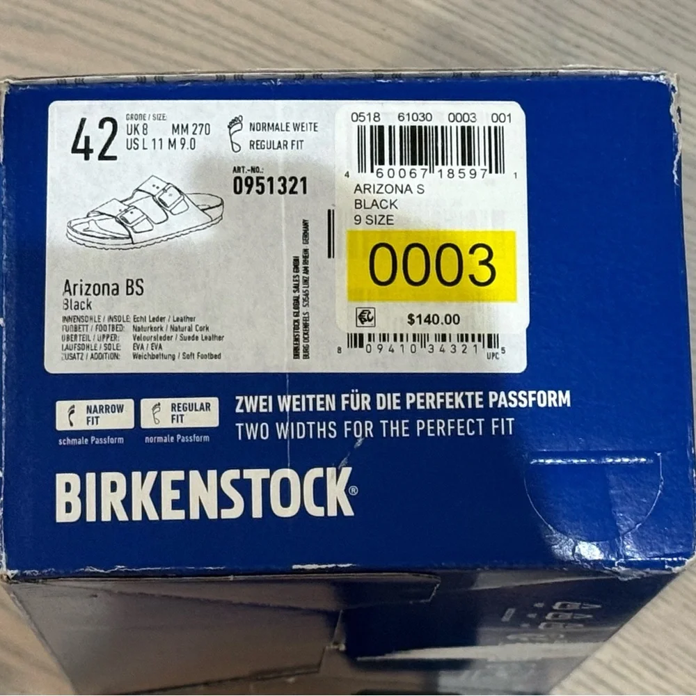 • Birkenstock • Arizona • Soft Footbed Black Suede Leather • NEW NWT